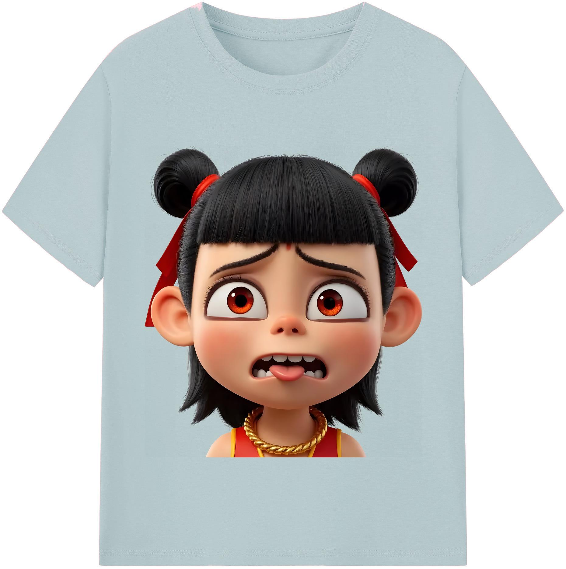 （画像用） Ne Zha 2 ナタ 魔童の大暴れ 綿100％半袖Tシャツ（フロントプリント）